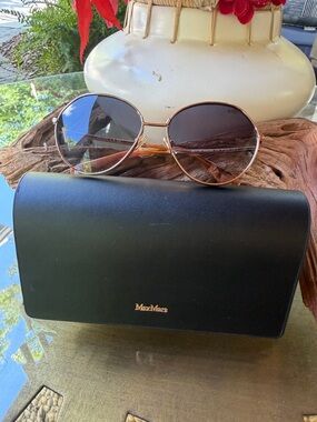 MaxMara Rose Gold Frame Sunglasses with Brown Lenses